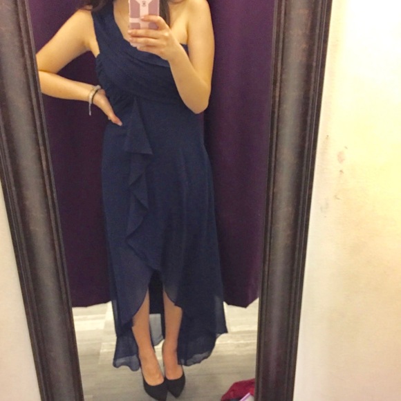 Navy Blue High-Low Maxi Dress - Picture 1 of 7
